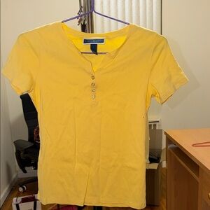 Karen Scott Yellow Button-Detail Top